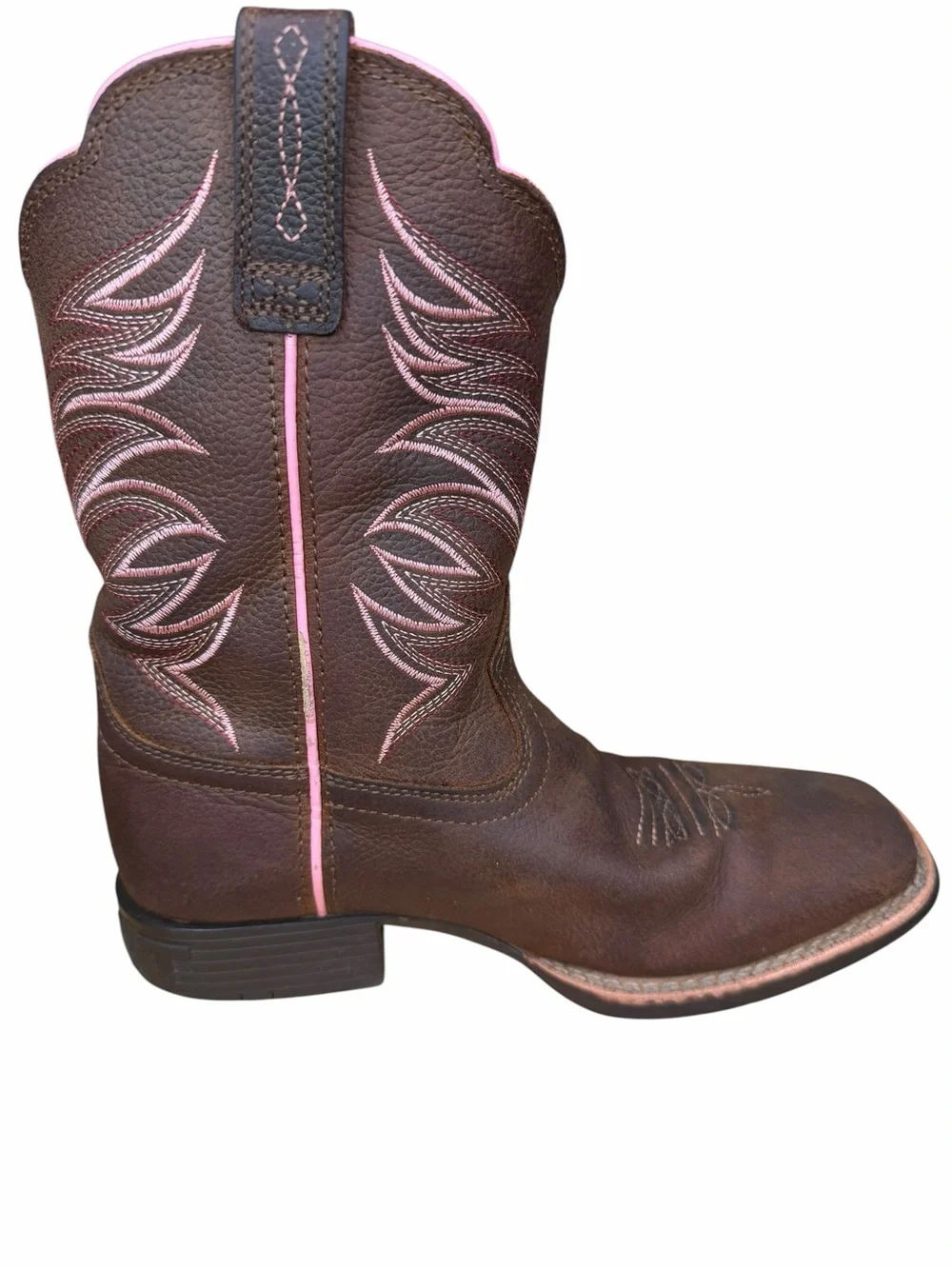 Ariat Youth Firecatcher Western Boots Brown Pink Leather Girls Size 2